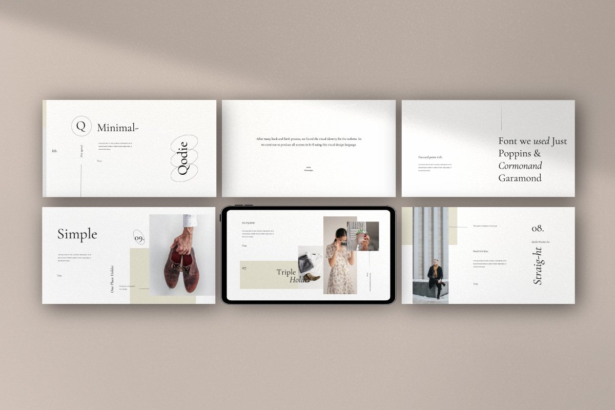 極簡主義攝影作品集幻燈片模板 qodie - 簡約商務(wù)圖文設(shè)計(jì)指南